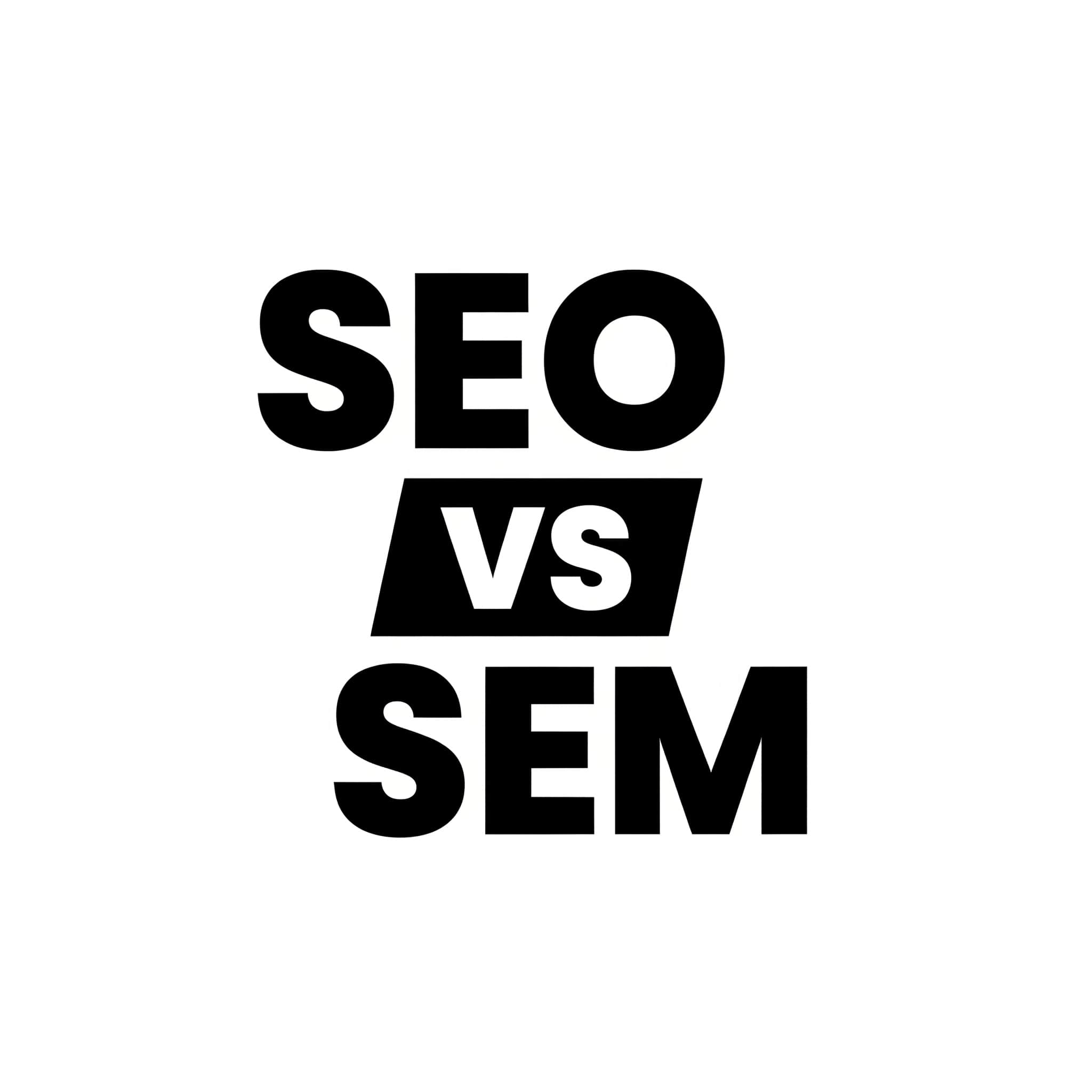 SEO vs SEM written in black against white background