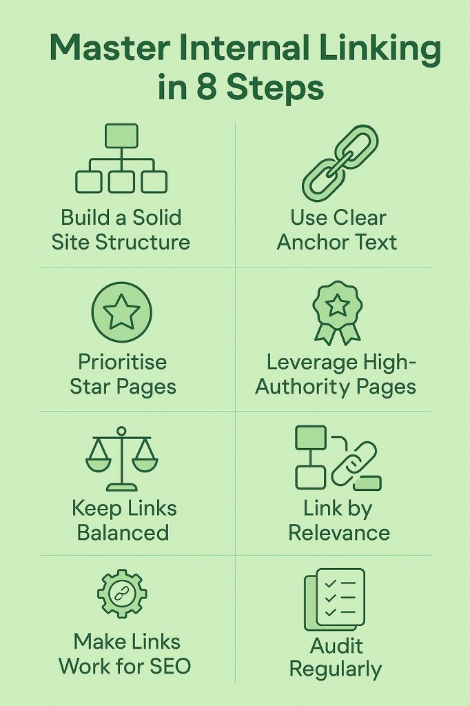 Infographic on master interlinking in 8 steps