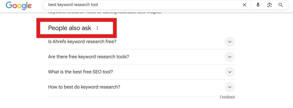 People also ask section