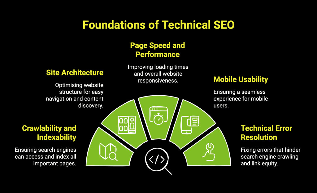 How To Perform a Technical SEO Audit? 1 Infographic on foundations of technical SEO