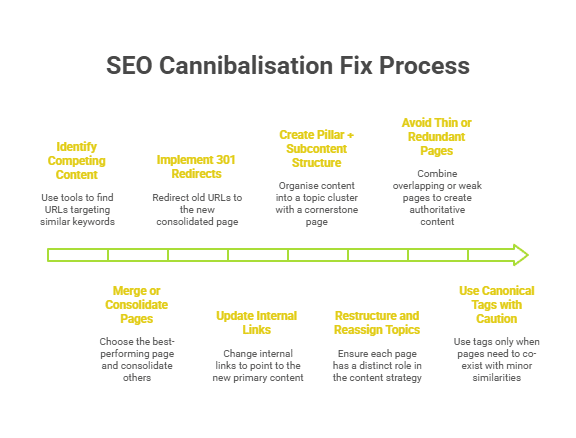 Infographic of How to Fix Cannibalization in SEO