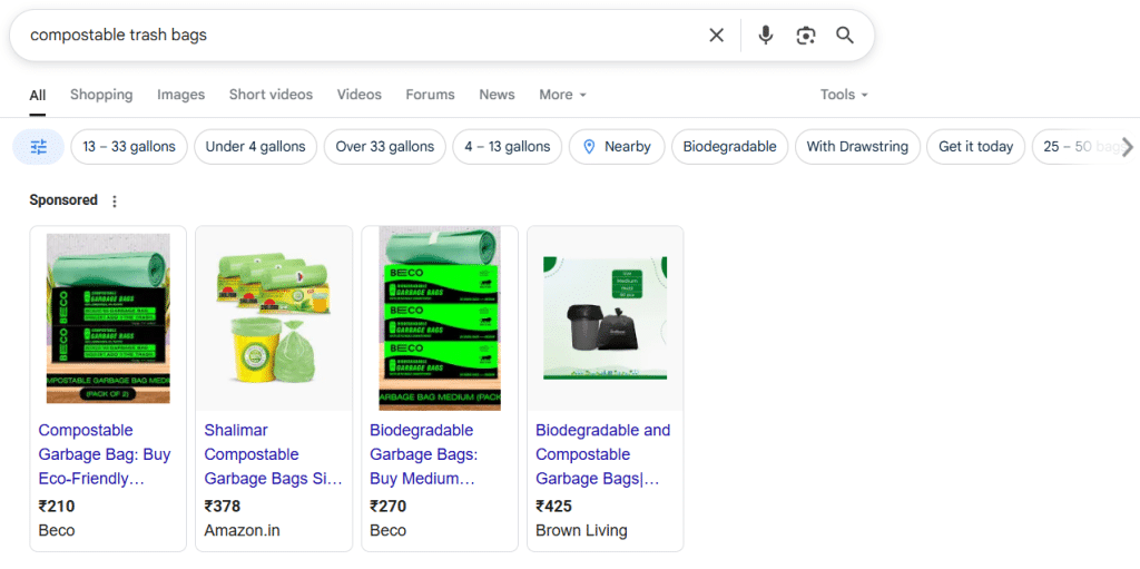 Screenshot of Market Specific Keywords