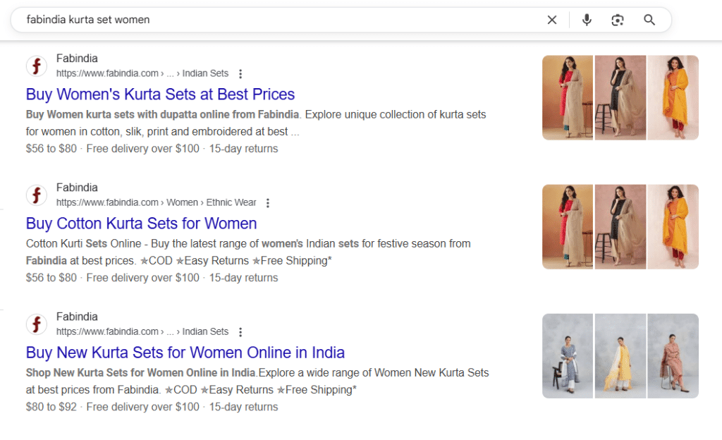 Screenshot of Navigational Keywords
