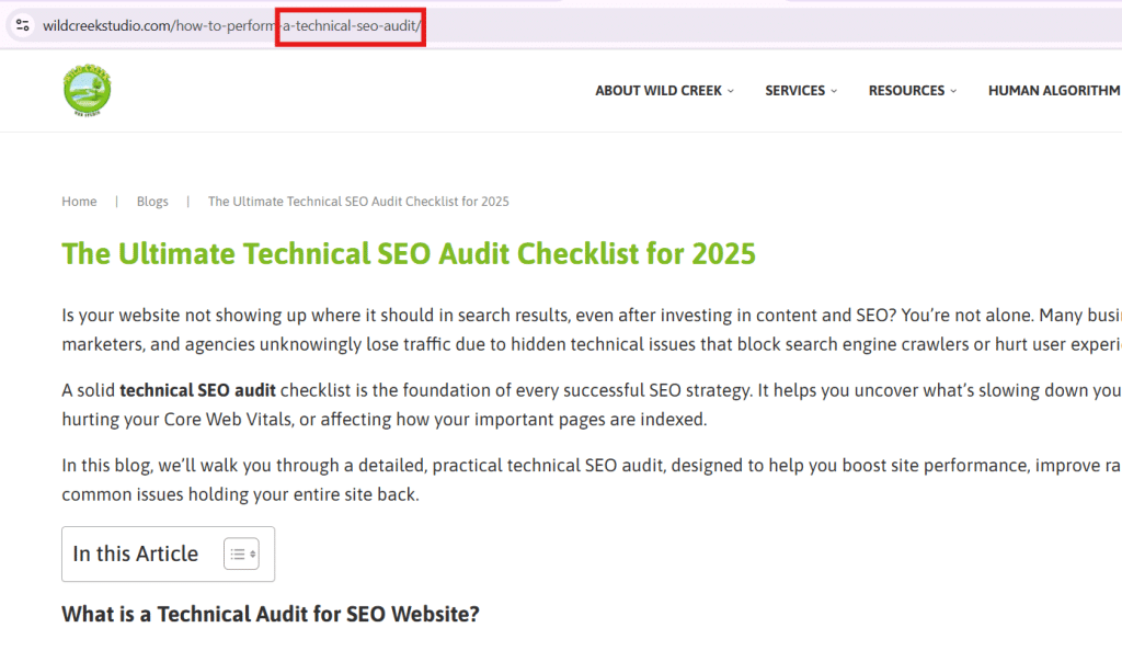 Screenshot of keyword in URL