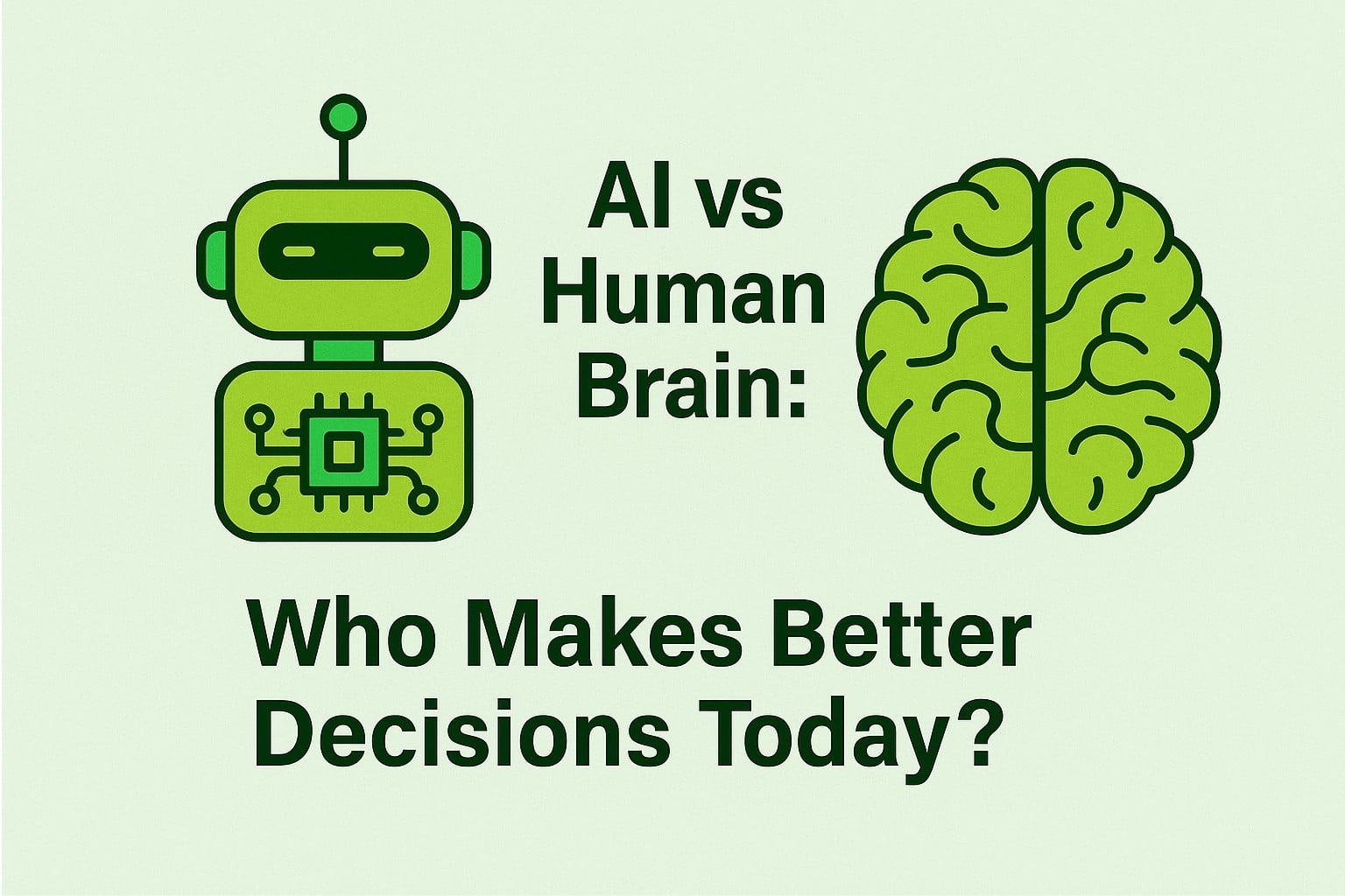 Illustration of an AI robot and human brain illustration with blog title text