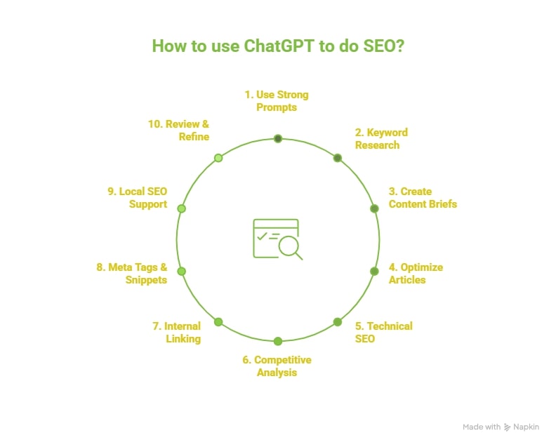 Infographic of How to use ChatGPT to do SEO