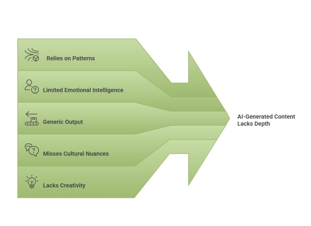 Is AI Content Editing Enough Without the Human Touch? 1 Infographic of Why Ai generated content lack of depth
