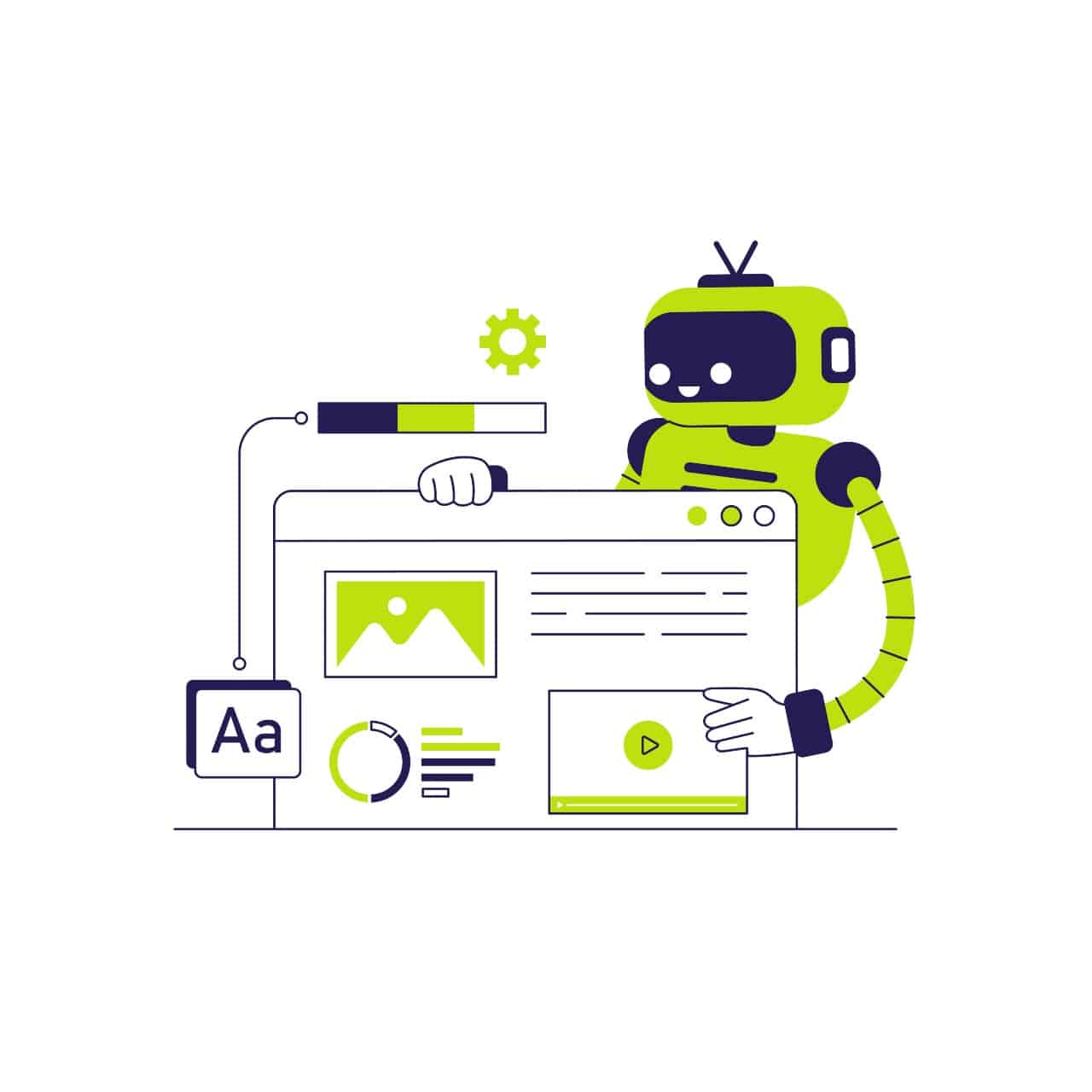 Ai robot generate web interface automatically concept illustration