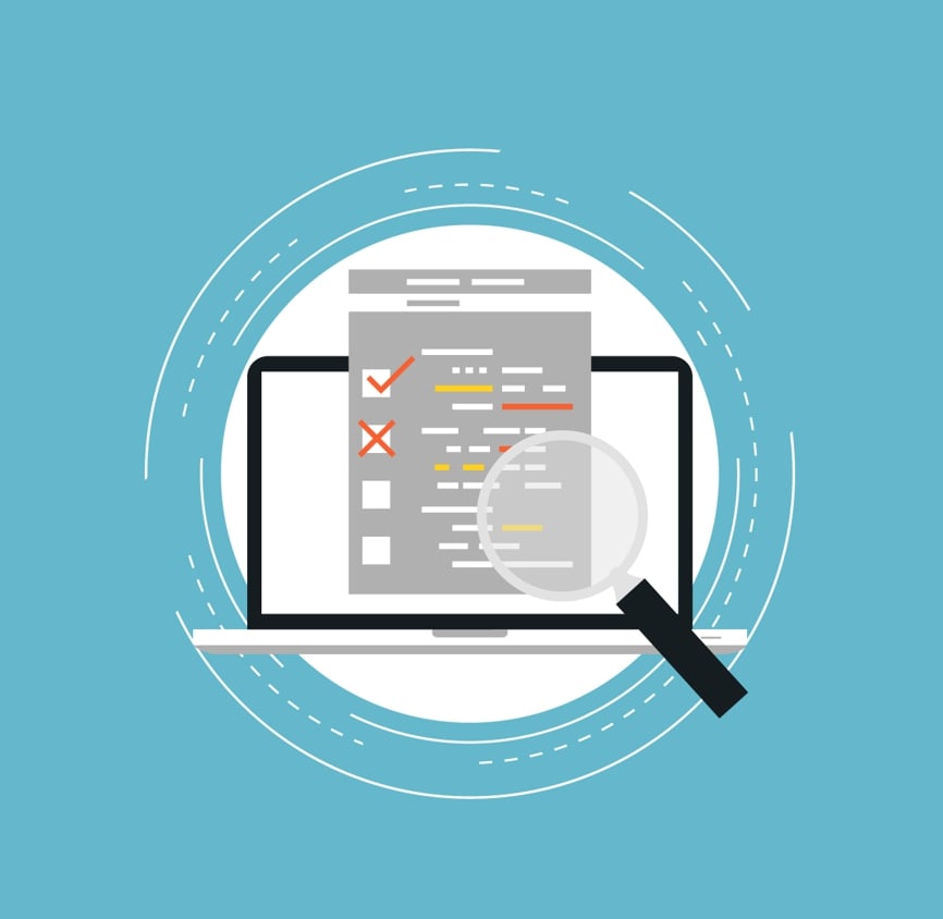 AI Fact-Checking Techniques: Ensuring Accuracy in AI Content 1 Laptop screen showing a checklist and a magnifying glass for search or review