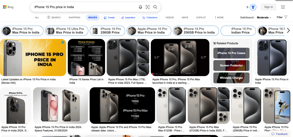 Image search in Bing