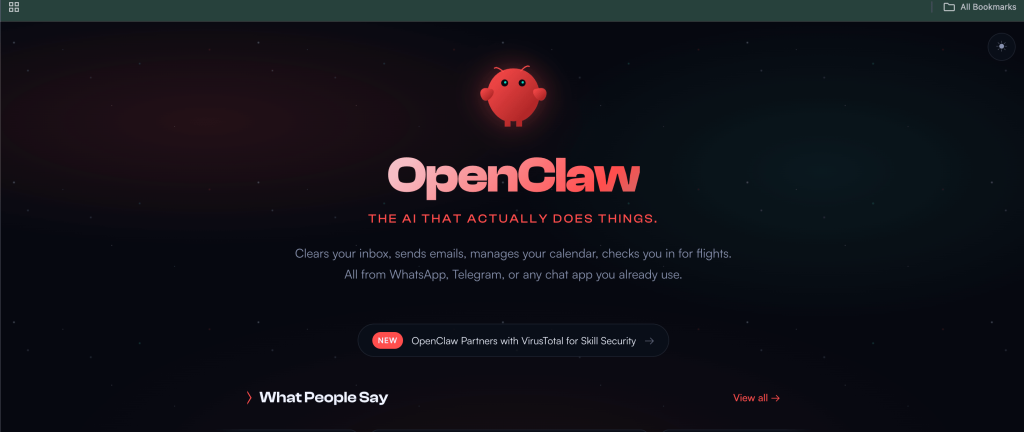 Screenshot of OpenClaw