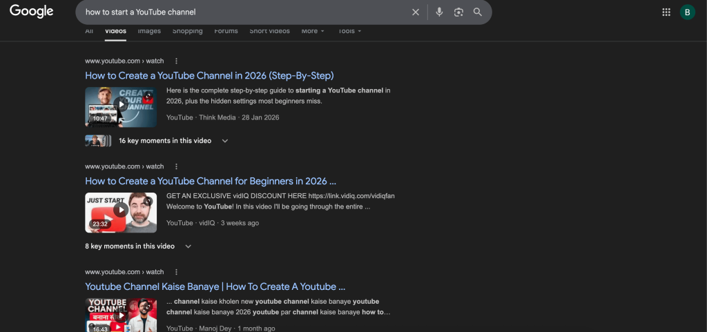 Video search in Google