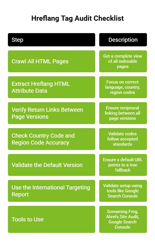 What Is The x Default Hreflang Tag in SEO? 12 Infographic on How Do You Check Hreflang Tags During an Audit visual selection